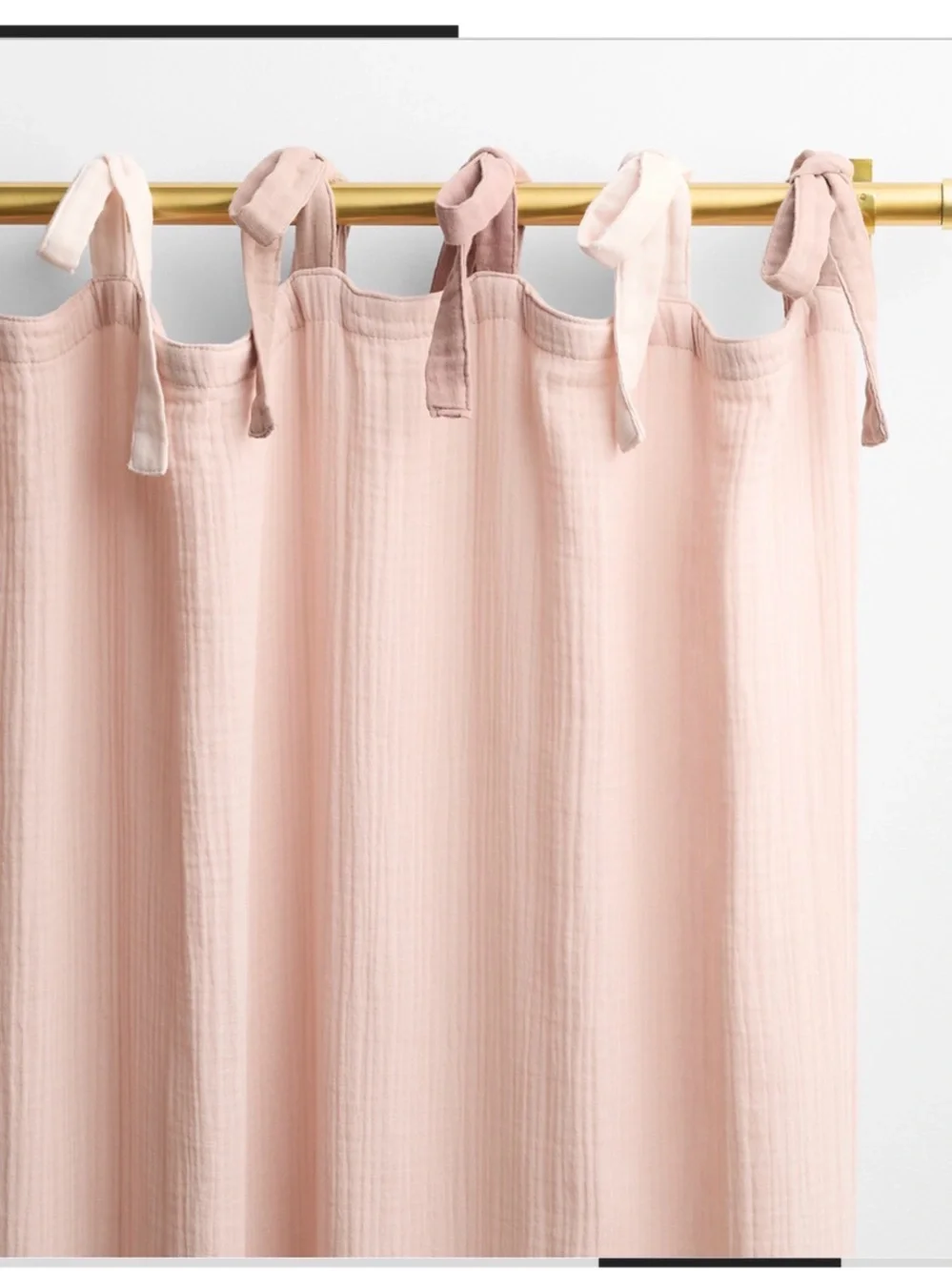 Crate&Barrel “Lilac Rose” color / Pink Tie-Top Curtains NEW WITH TAGS